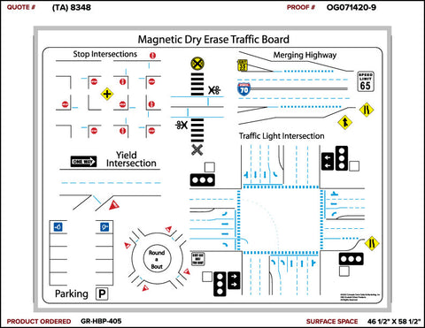 5'x4' Magnetic Dry Erase Traffic Board with Frame - Item #125